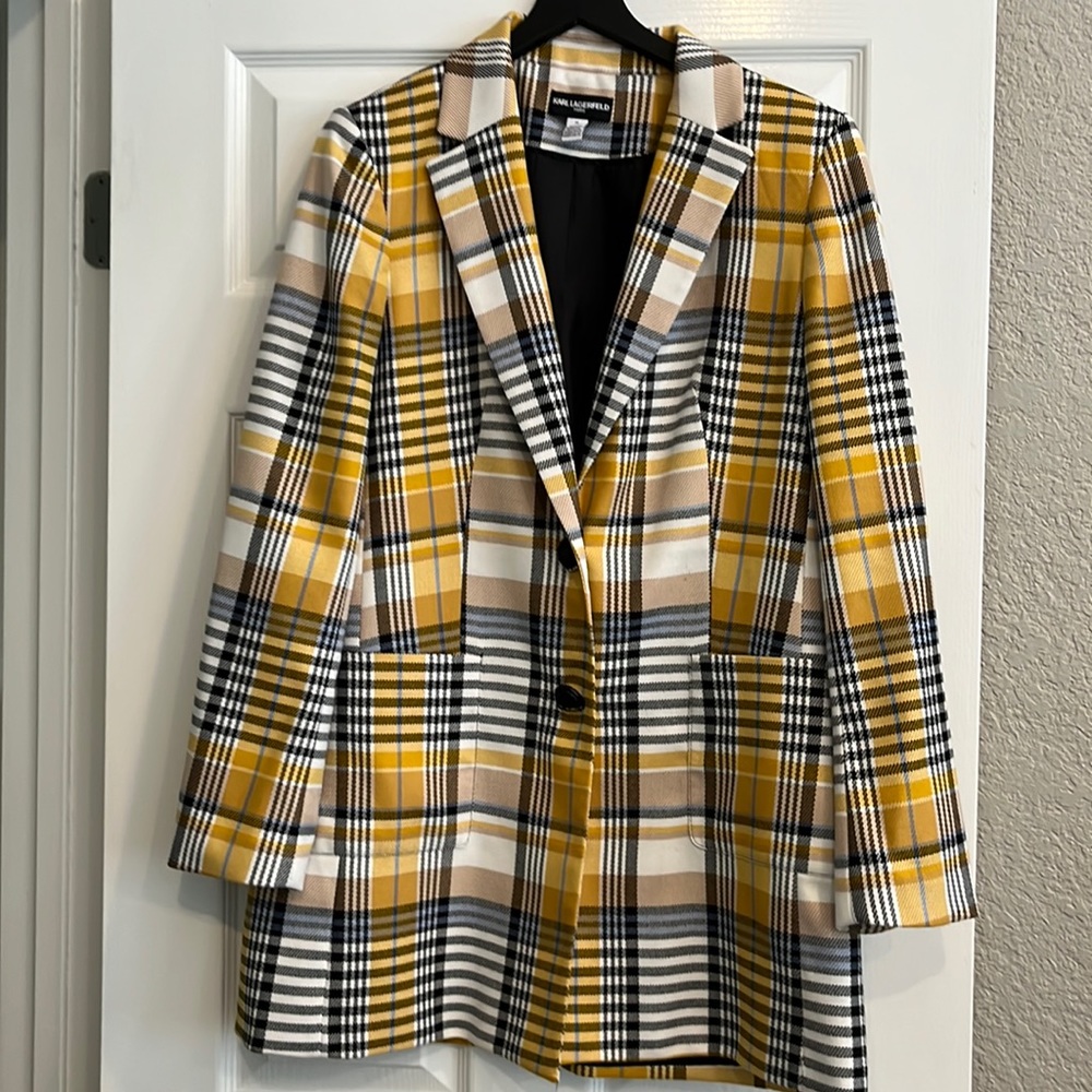 Karl Lagerfeld Yellow Plaid Blazer